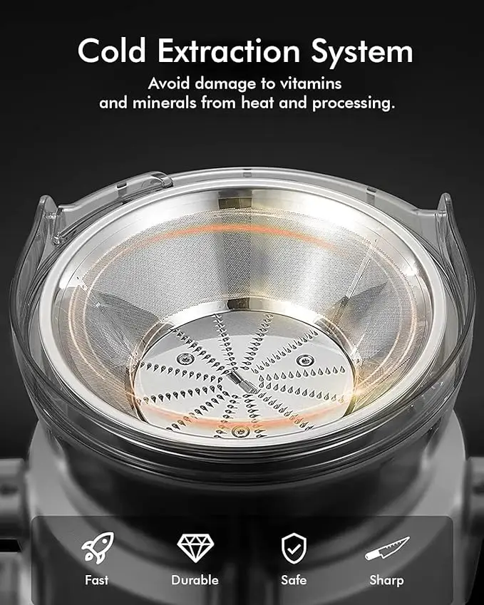 400W Easy Juicer Wide Tank Centrifugal with Smooth Stainless Steel-Red for Fruits and Vegetables BPA Free Easy to Clean