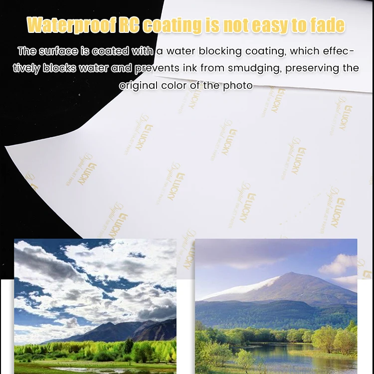 Hot sale 240 260 gsm RC lucky high glossy stain  lucky RC high glossy roll photo paper