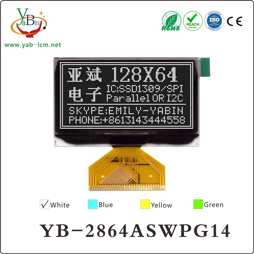 2.42 inch SSD1309 128X64 12864 OLED lcd with  68XX/80XX Parallel, 3-/4-wire SPI, I2C Interface  ,welding type 31PIN white color