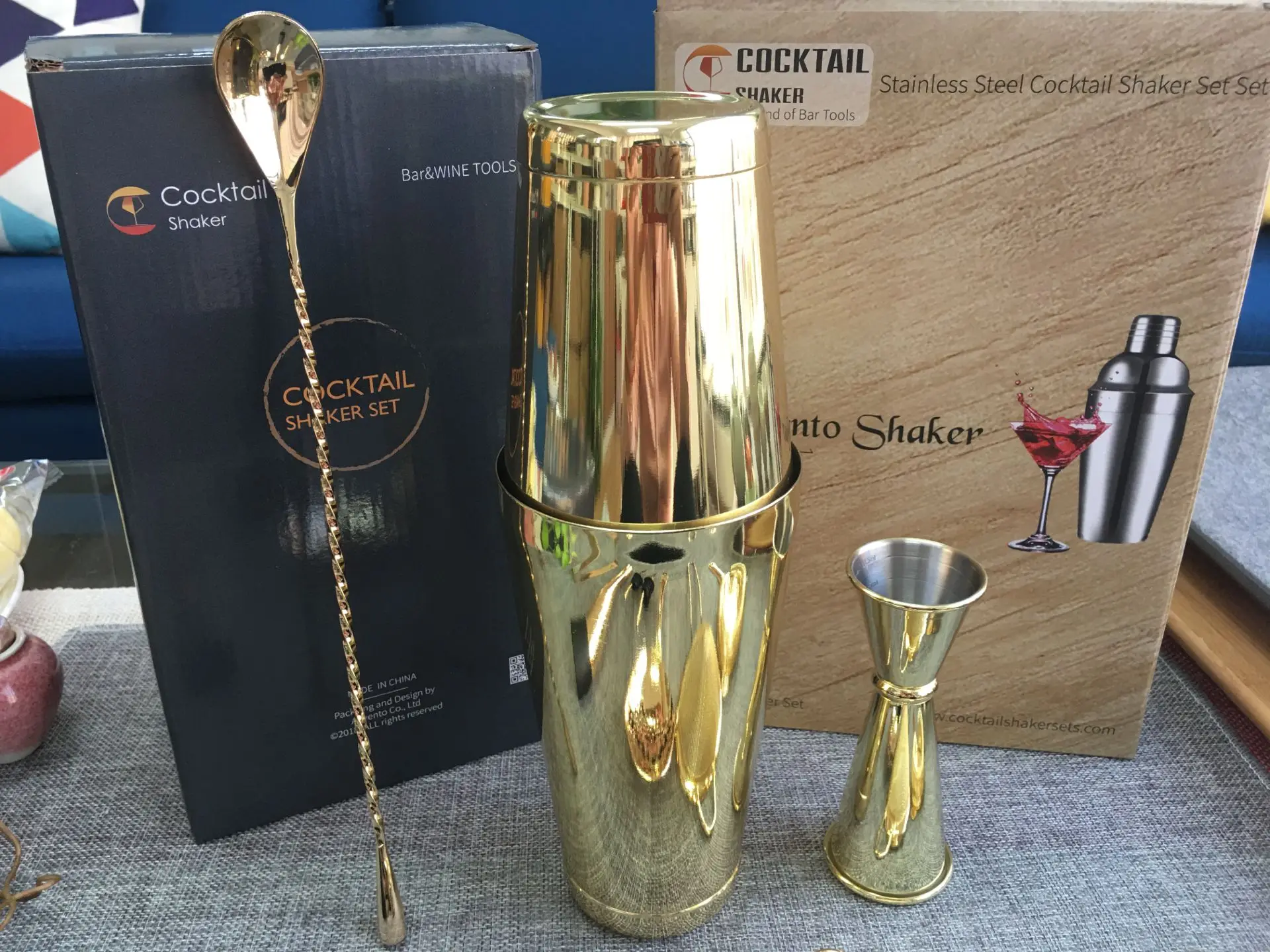  Cocktailshaker 750 мл цвет золотистый Блестящий Нержавеющая сталь Бостон 11 шт. набор бар аксессуар Бармен Комплект виски Графин для