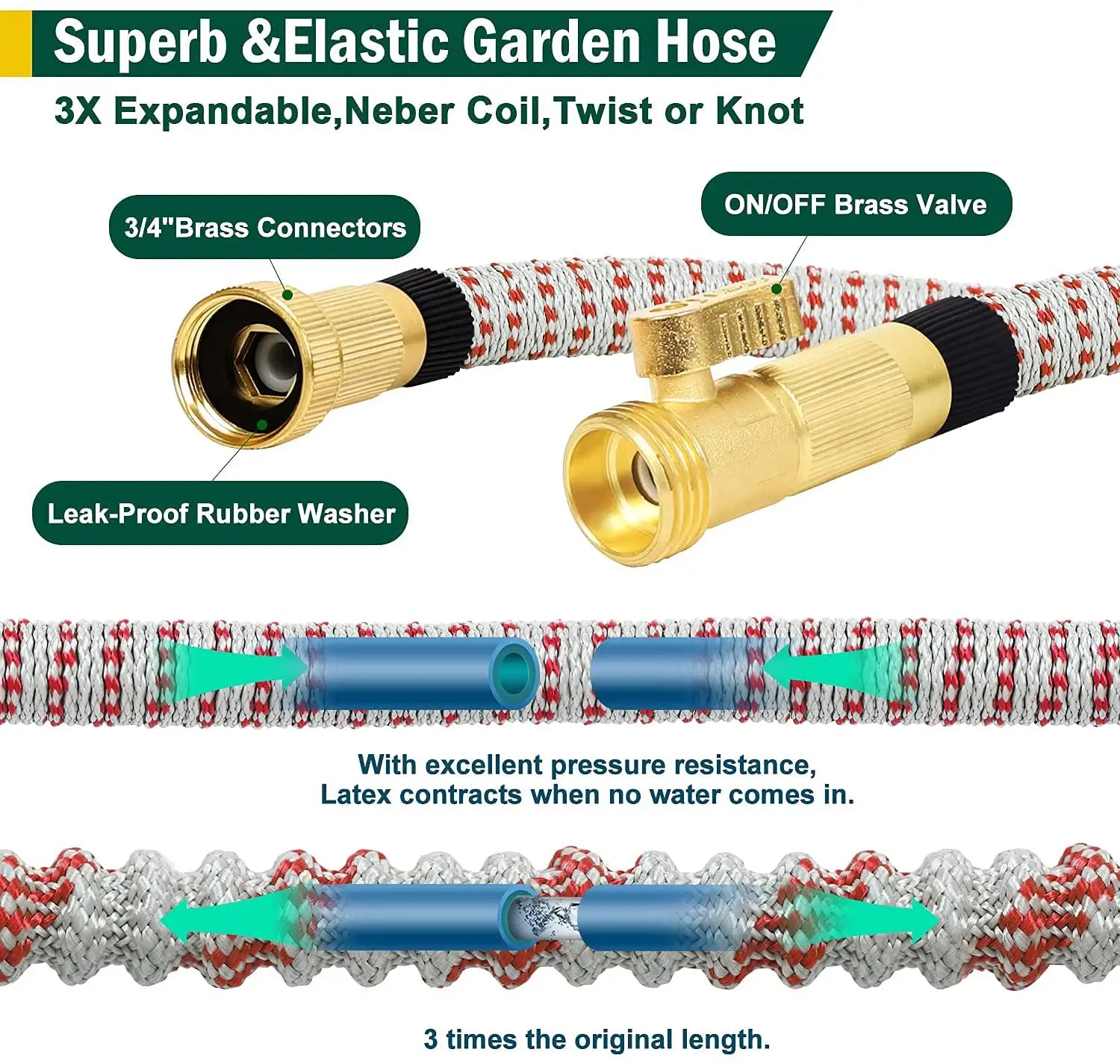 25FT 50FT 75FT 100FT Car Watering Hose Flowers Gardening Magic Expandable garden Hose