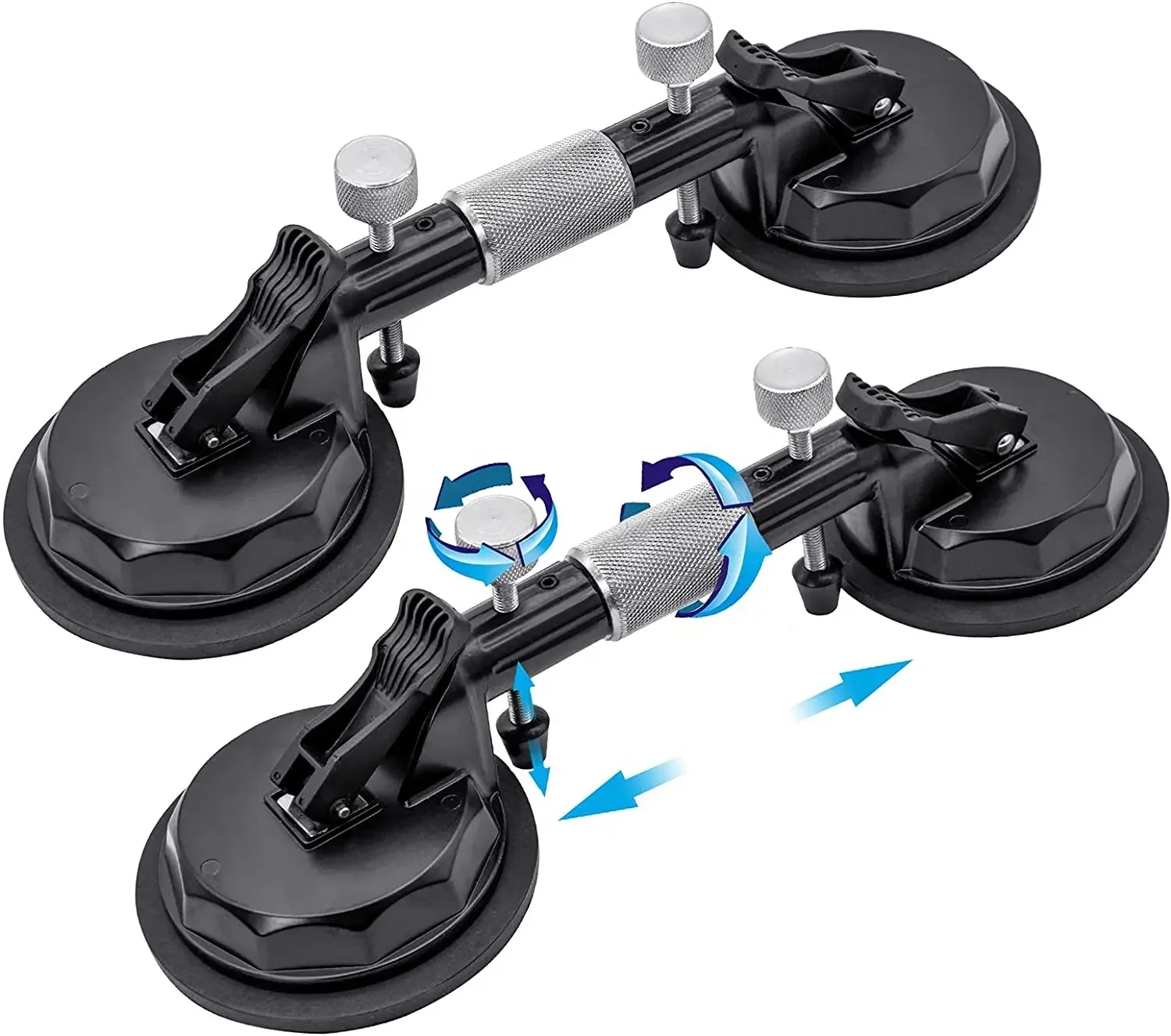 Adjustable Seam Setter Vacuum Double Suction Cup for Tile Glass Granite Wood Floor Stone Lifter Joining Leveling Pulling Install