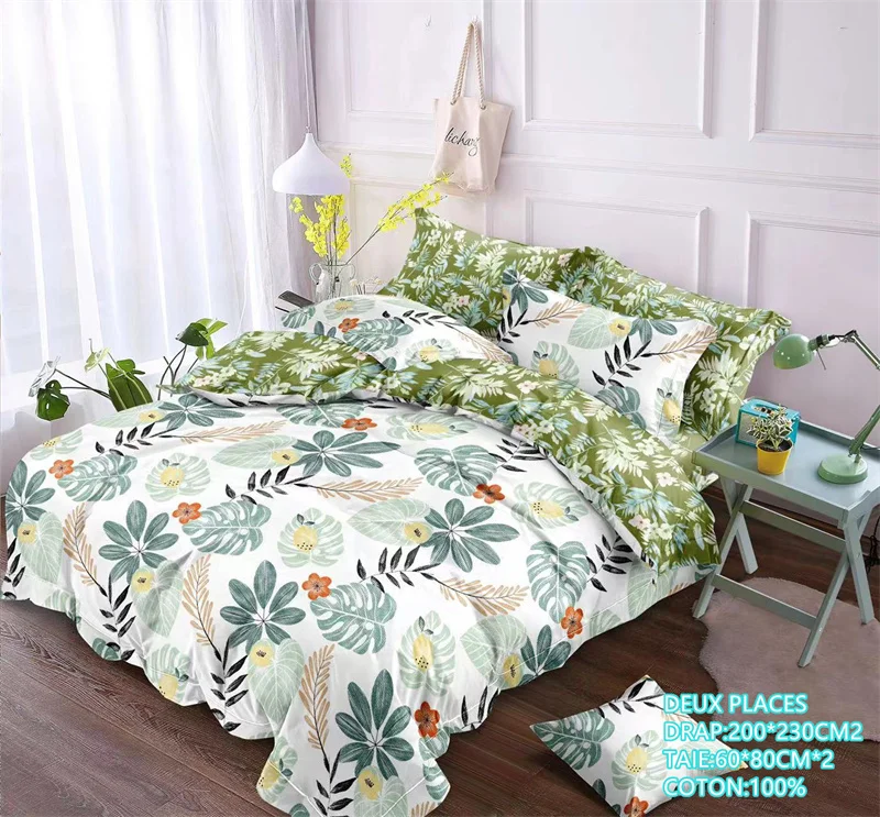 Wholesale Jiajia Two Sheets and Two Pillowcases Bed Sheet Set 100% Cotton 2 Places Sheet Sets Trois Place