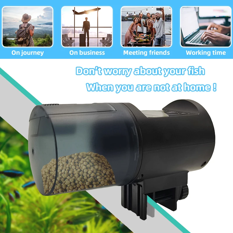 CHIYE Intelligent Timer Aquarium Smart Fish Feeder Digital Display Automatic Fish Feeder for Tank Feeding