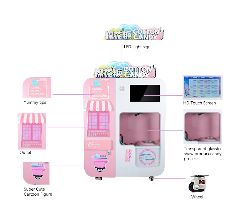 Shopping Mall Amusement Park School Use 32 Flowers Cotton Candy Machine Snack Cotton Candy Making Vending Machine