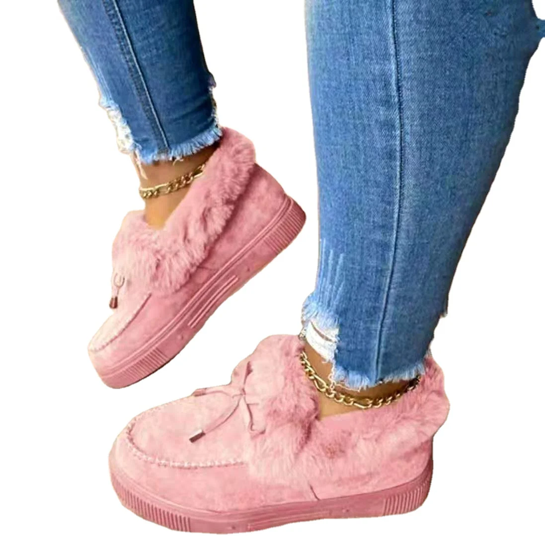 Free sample Fall Winter Sheepskin Slippers Wholesale Moccasins Shoes drop shipping lady shoes