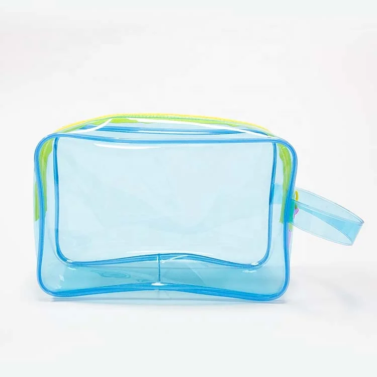 2024 New Custom Logo Large Capacity Travel Clear Makeup Waterproof Women Handle Cosmetic Pouch Transparent PVC Toiletry Bag