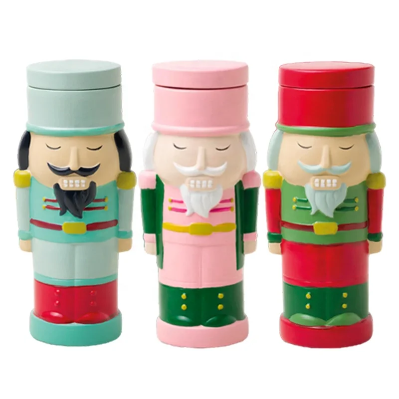 Custom christmas charm holiday decor handmade resin festive vessel filling scented wax candle wassail nutcracker jar candle
