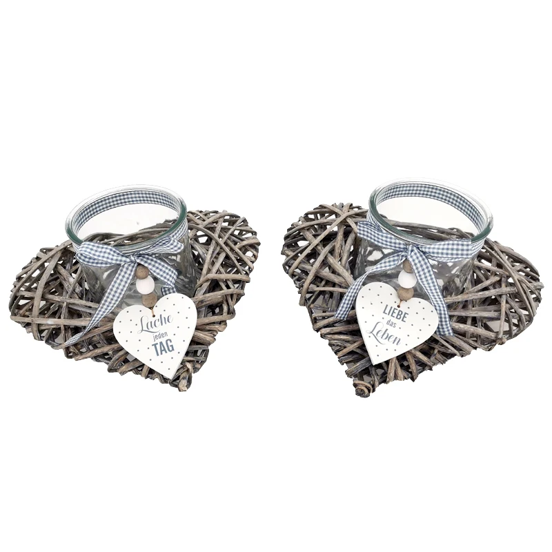 High Quality Household Handmade Wicker Heart-shaped Wooden Decoration Craft Article