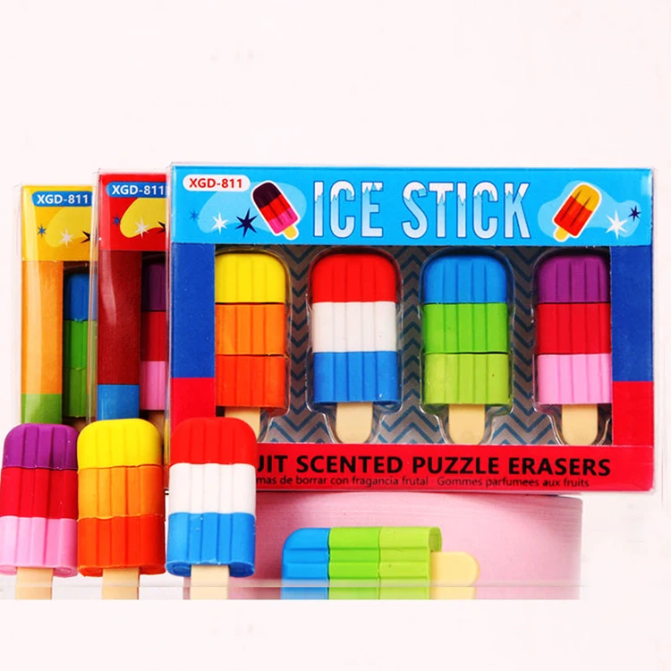 Multicolor japanese rubber cartoon kawaii ice cream pencil eraser fancy japanese design kid funny eraser