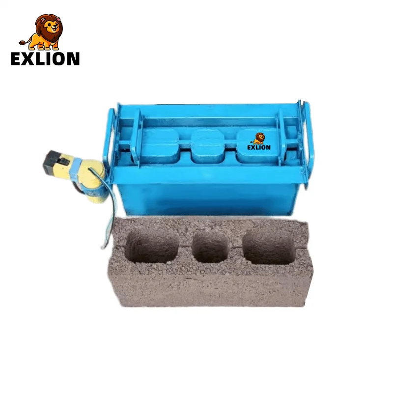 EXLION Manual Hand or Electric Press 1 Brick 3 Hole interlocking hollow concrete blocks cement brick mold Moulds