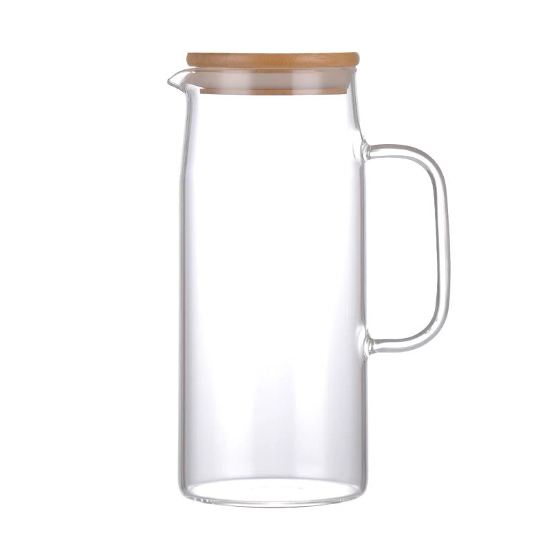 Glass heat-resistant cold boiling water teapot big capacity water pitcher glass jug with bamboo or stainless lid