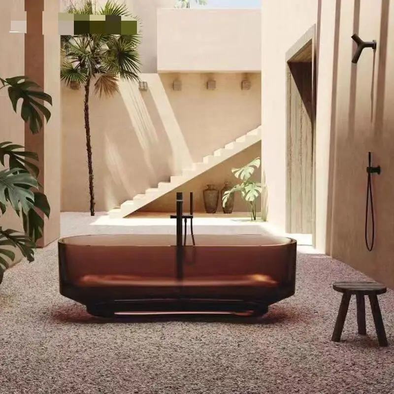 Resin acrylic solid surface bathtub polyester resin stone bathroom bathtub bathroom translucent freestanding solid bathtub