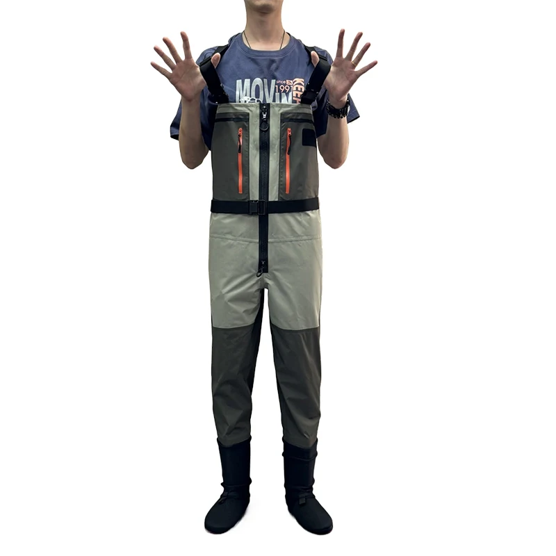 High quality OEM Ykk waterproof zipper 3 layer breathable fishing wader for fly fishing hunting catch fish