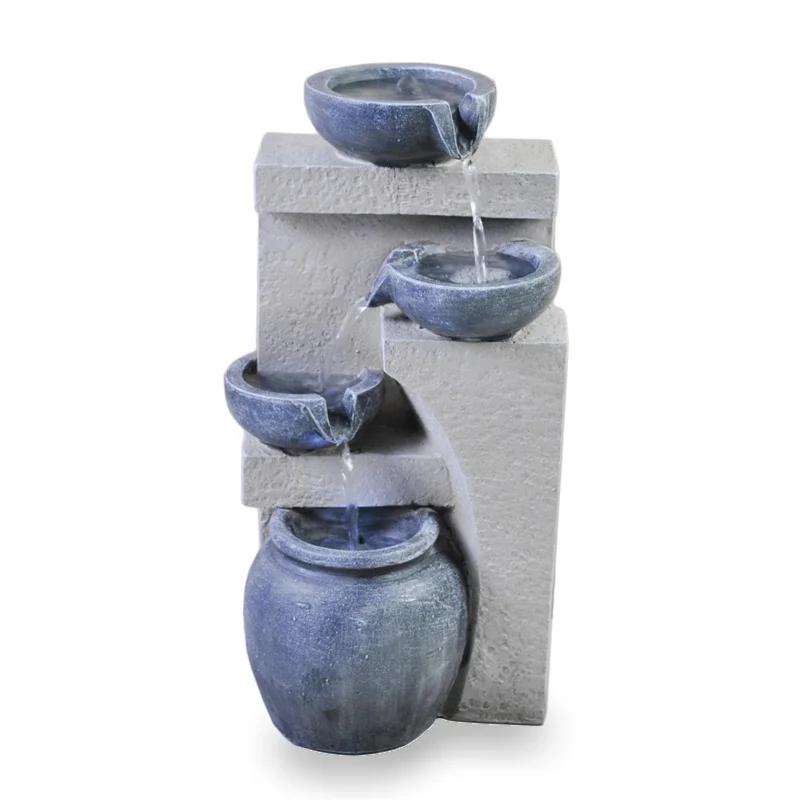 tiers polyresin waterfall fountain decorations garden