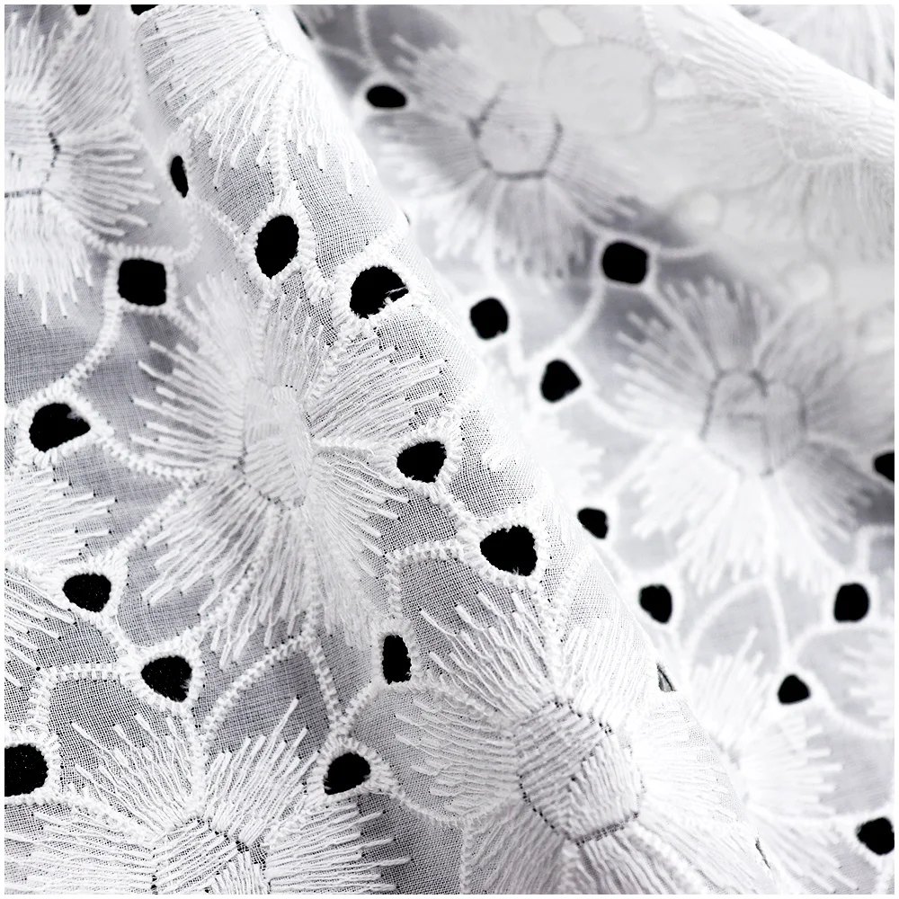 New high quality 100% cotton 3D Floral embroidery pure white exquisite lace embroidery lace for women and wedding dresses
