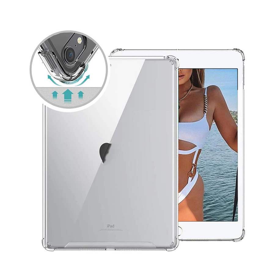 
TPU Bumper Tablet Cover for iPad 10.2 Slim Fit Clear Hard PC Tablet Case for iPad 8th Gen 2020 7th generation 2019 