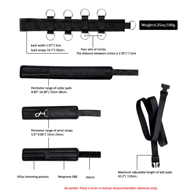  BDSM Bondage Restraint Slave Sex Toys Handcuffs Neck to Wrist Restraints Kit With