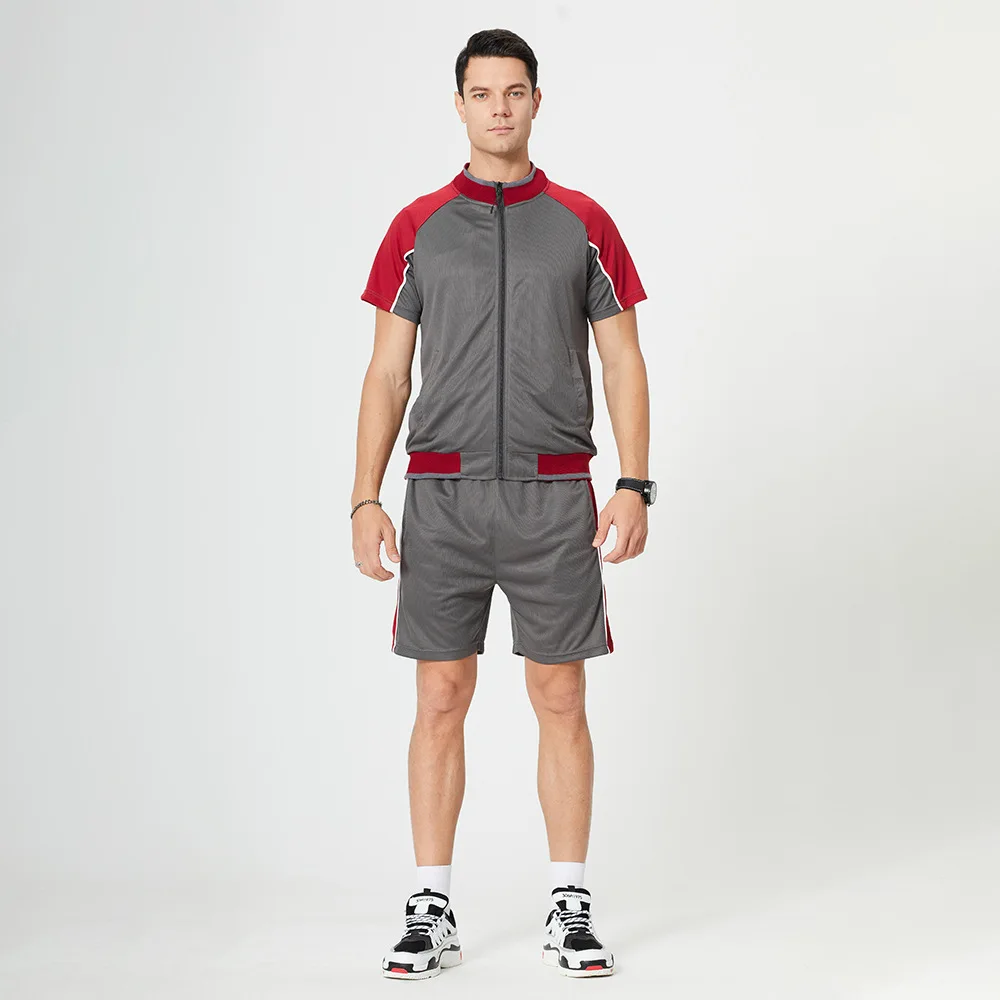 Custom Mens Casual sportswear Fitness Tracksuits loose shorts track suits 2 Piece set men sport tracksuit short sleeve shorts