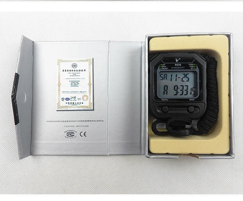 Stopwatch Record 20 Memories Lap Split Time with Tally Counter and Calendar Clock with Alarm for Sports Coaches and Referees