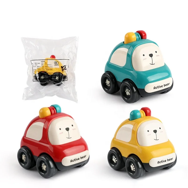 Cartoon Mini Car Toys for Baby Boys Soft Rubber Animal Racing Cars Cute Montessori Toy Newborn Infant Early Education Xmas Gifts