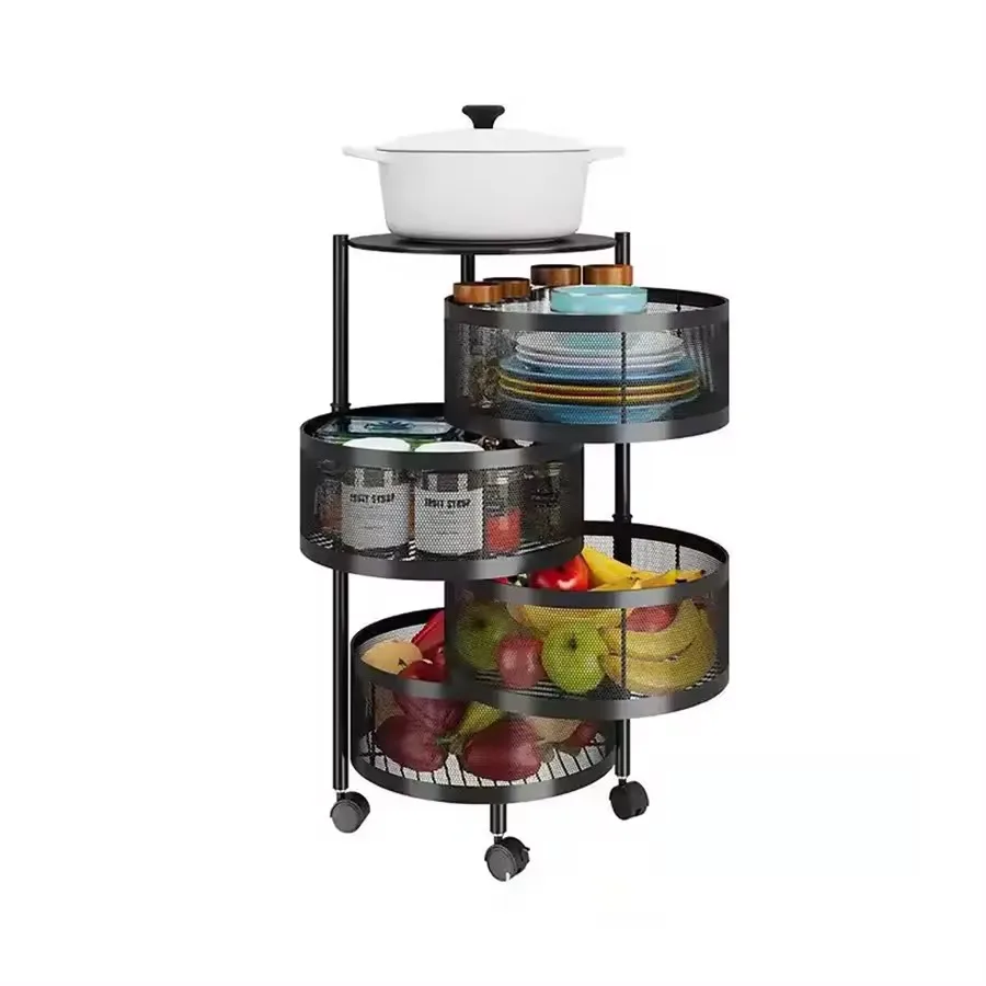 5 Tier Multi Layer Storage Rack Metal Sturdy Fruit Basket Kitchen Accessories Storage Holders & Racks Kitchen Shelf Carton Iron