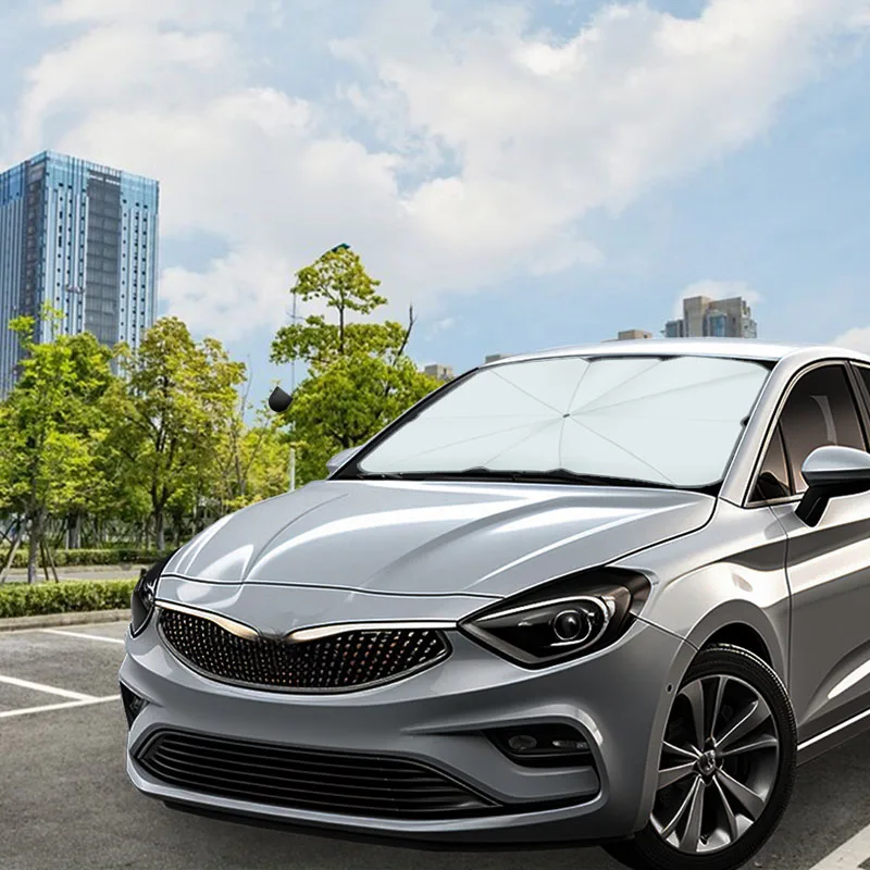 Factory wholesale Portable Sliver Coating Sunshade Fold Shade Front Car Windshield Sun Umbrella For Automobile