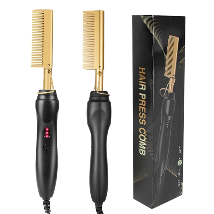Custom Private Label Peigne Chauffant Hotcombs Vendors Flat iron Hair Straightener Lisseur Pressing Electric 500 Degree Hot Comb