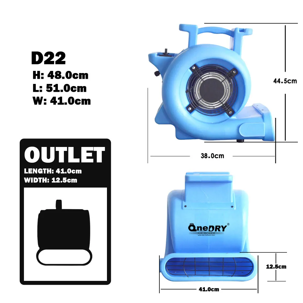 3/4HP max centrifugal low profile commercial CE ETL SAA approved air mover and carpet dryer with socket cleaning and restoration