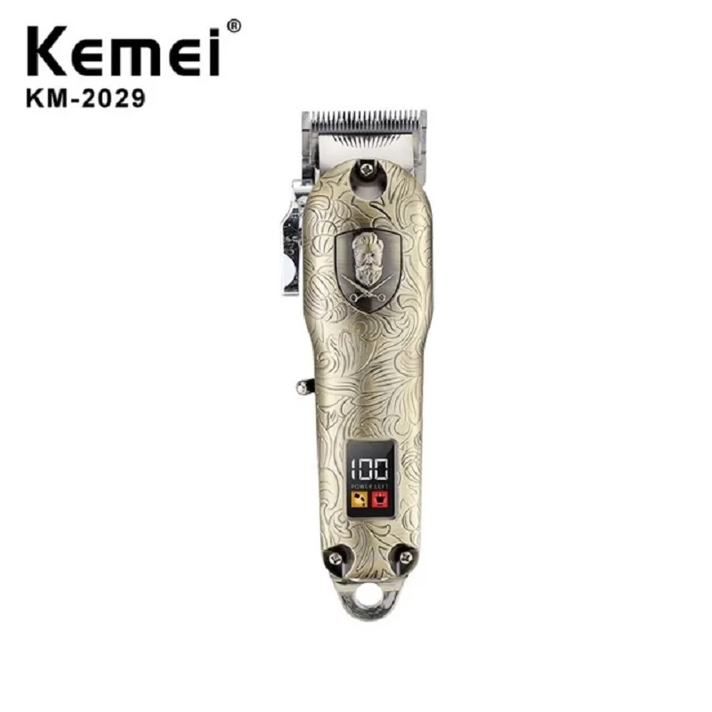  2021 Kemei KM-2029 аккумуляторная машинка для стрижки Машинка волос с ЖК-дисплеем металлические беспроводные профессиональная
