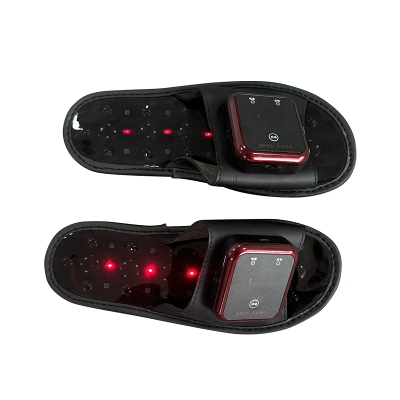 Magnetic buckle removable power, heating laser Tomalin stone massage slippers