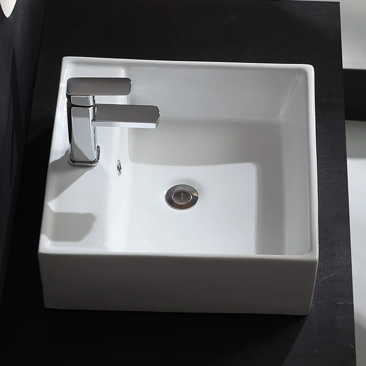 Factory Supply High Quality Single Tap Hole Countertop Washbasin Ceramic White Sink From China Manufacturer