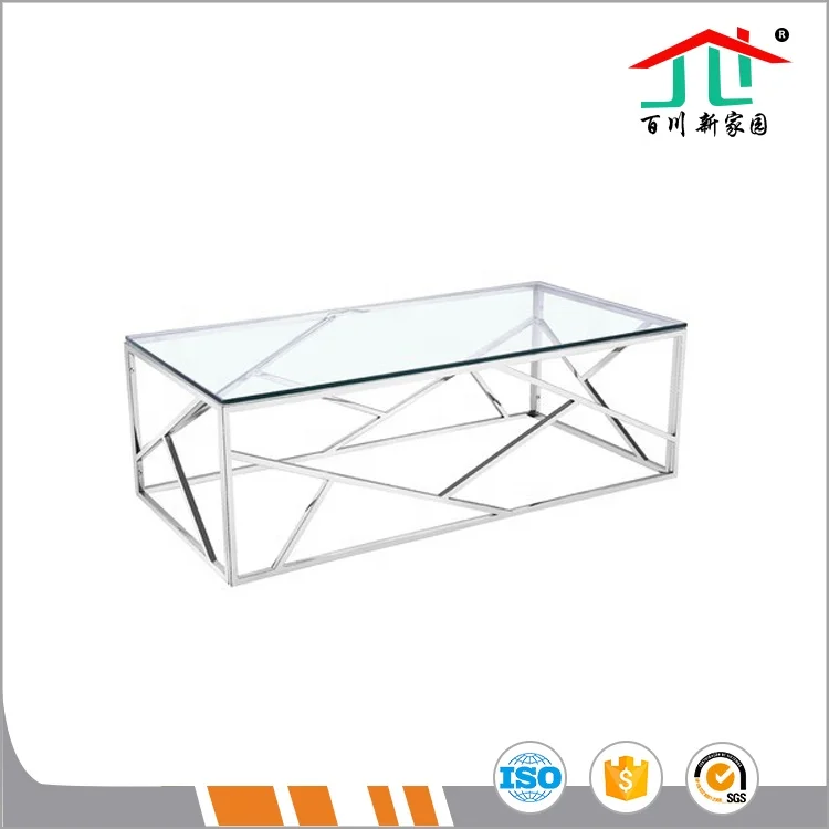 
Home furniture golden glass top coffee table stainless steel coffee table 