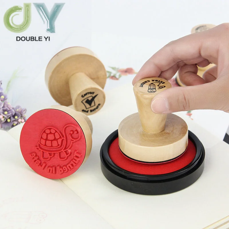 Custom Vintage Animals Flower Embossed Wood Stamp For Scrapbooking Sculpture Wooden Seals for DIY Ceramic Pottery Polymer Clay