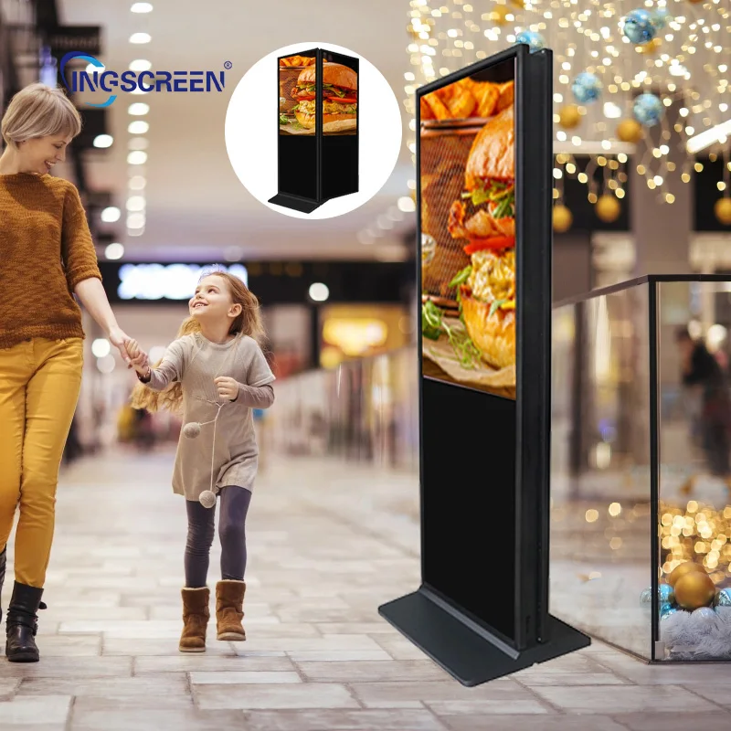 INGSCREEN 43 49 55 Inch LCD Dual Screen Touch Screen Totem Display Indoor Double Sided Digital Signage Floor Standing Kiosk