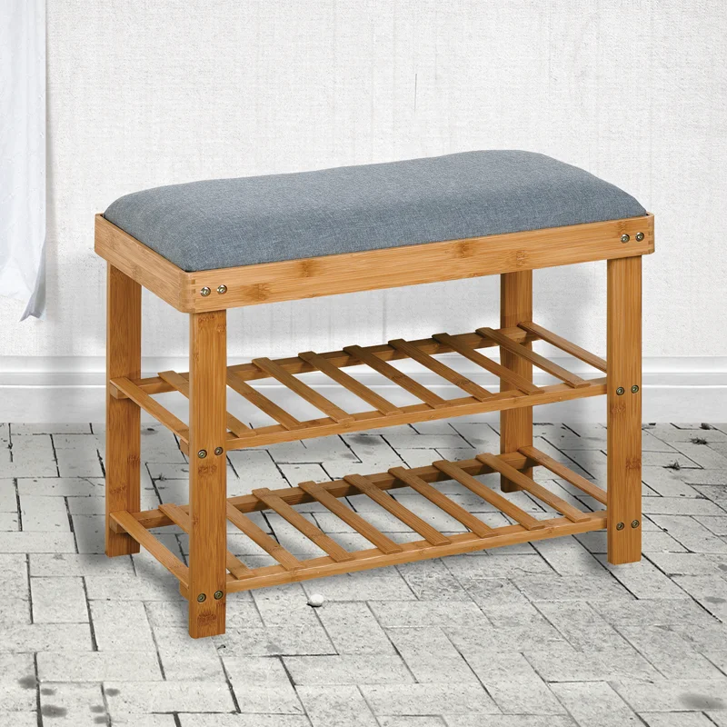 Perfect for Entry and Hallway Wholesale High Quality Bamboo Long Shoe Storage  Cabinet Bench