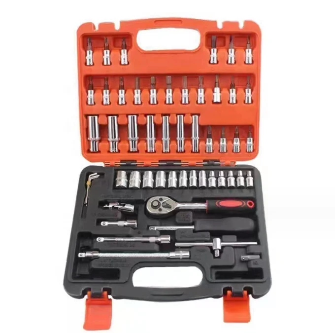 53pcs wholesale 1/2 socket chrome vanadium steel big fly ratchet wrench set multifunction repair auto repair set