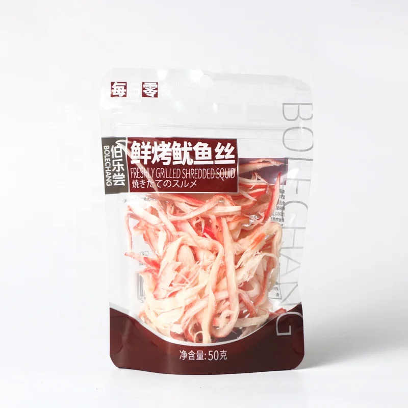 wholesale 50g Factory Price Original Shredded Squid Snack Raw Materials Seafood Wholesale Grilled Dried Shredded Squid Snacks