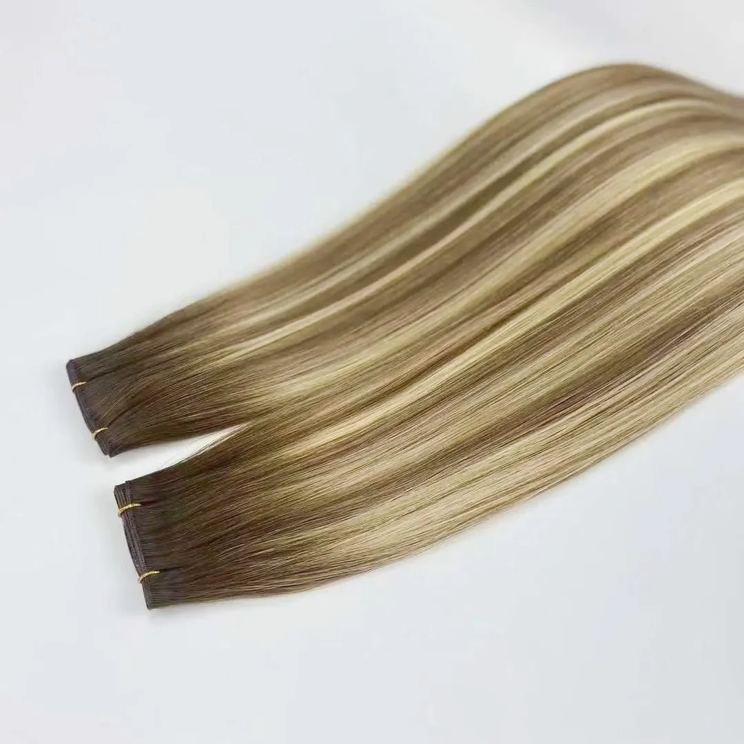 Оптовая продажа новый дизайн русские волосы Remy невидимые пряди можно обрезать в наличии все цвета 14-30 дюймов гениальные для наращивания
