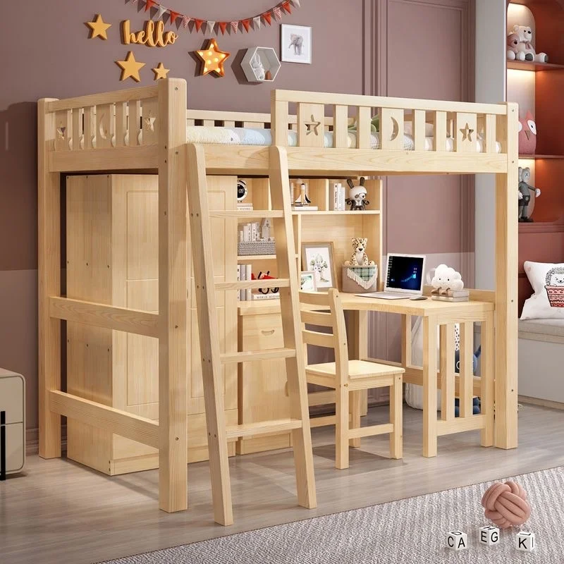 Bed Furniture Enviroment Friendly Modern Solid Pine Wood Bed Children Wooden Bunk Bed for Bedroom