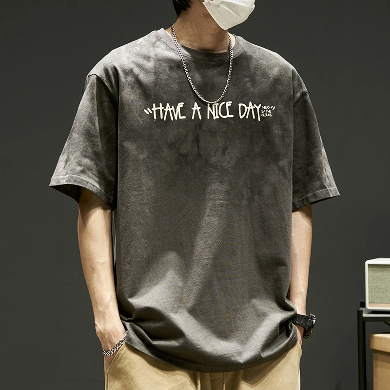 Oversize Tshirt Acid Wash T Shirt Custom Graphic Your Design Logo Plus Size Vintage T-shirt Blank Heavyweight Cotton for Men