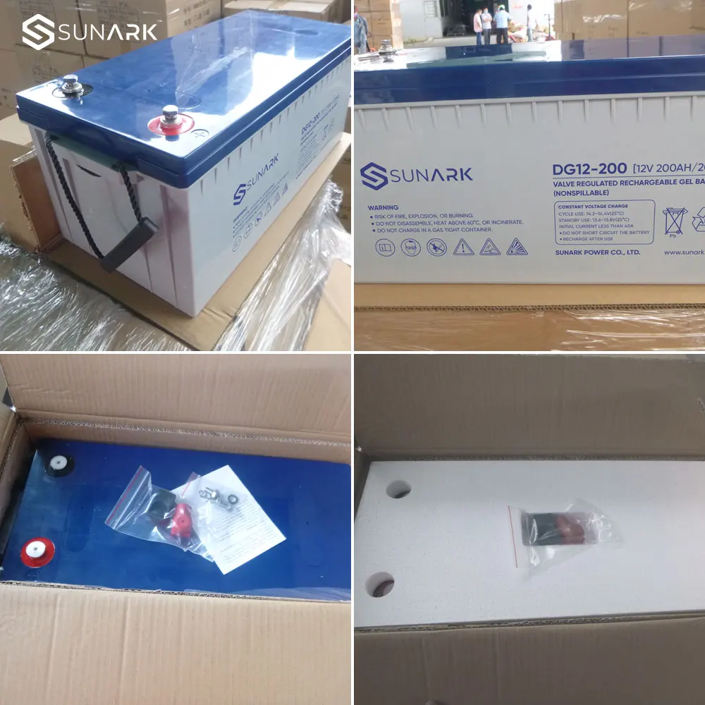 Sunark 6 Fm 12 V 120Ah батарея многократного цикла глубокого заряда-разряда гель мА/ч. аккумулятор 300Ah 200 Amp 200Ah