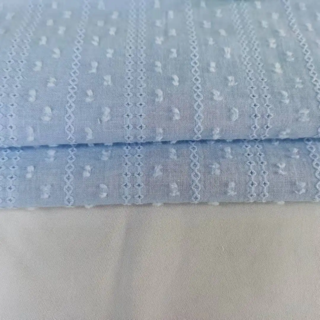 Manufacturer wholesale custom plain dyed 100% cotton jacquard fabric for women woven blouse shirt dress