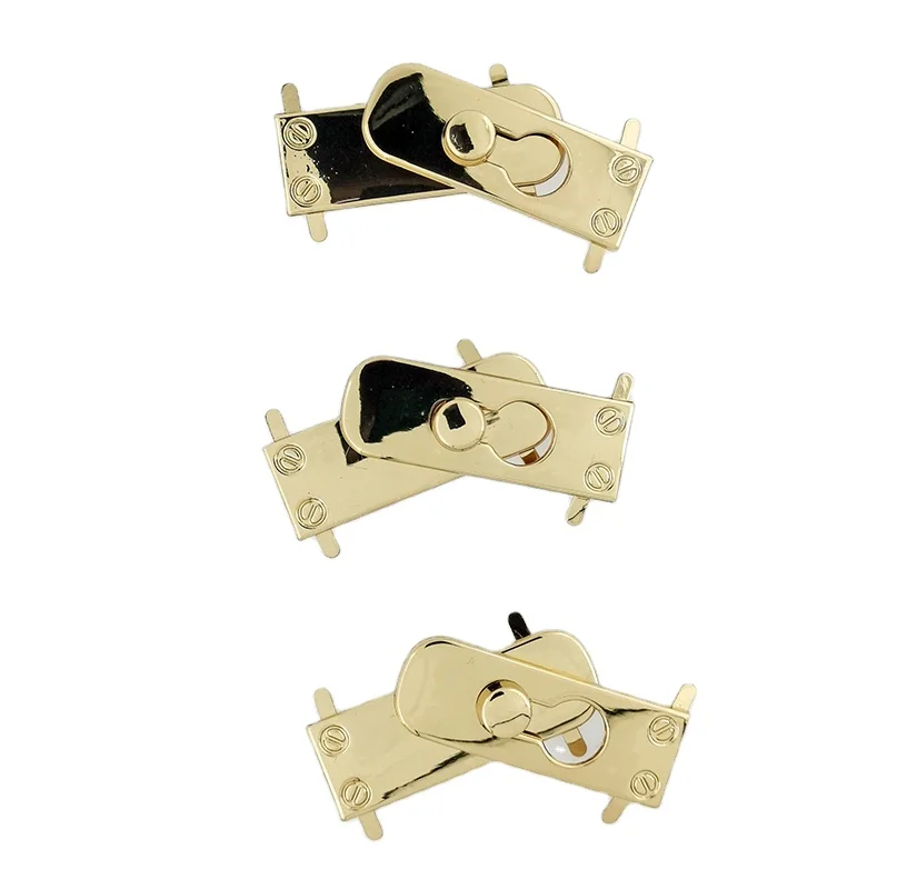 Custom Gold Metal Push Button Lock for Handbags and Purses Decorative Rotary Twist Lock Hardware Shoe Hook Package Accessory