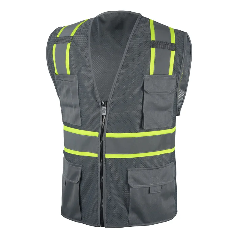 ANSI CE ENISO 20471 Green Reflective Jacket Green Custom Logo Fabric Reflect Strip Safety Vest with Logo