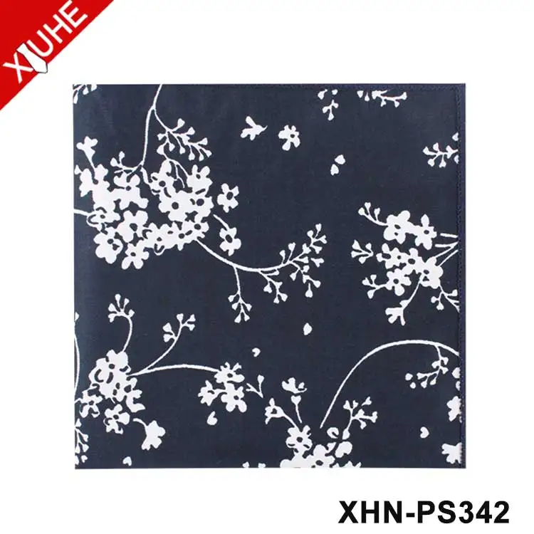 OEM Fashion Design Flower Handkerchief Mens Pocket Square Custom 100% Cotton Pocket Square