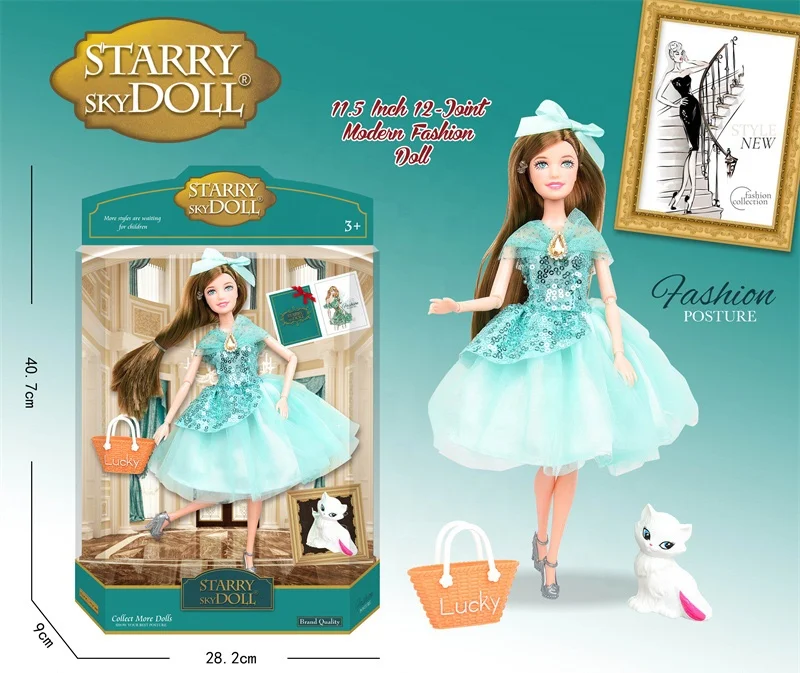 Best Toy Gifts Princess Doll Toy Beautiful Fashion Plastic Doll Girls Dolls with Dress