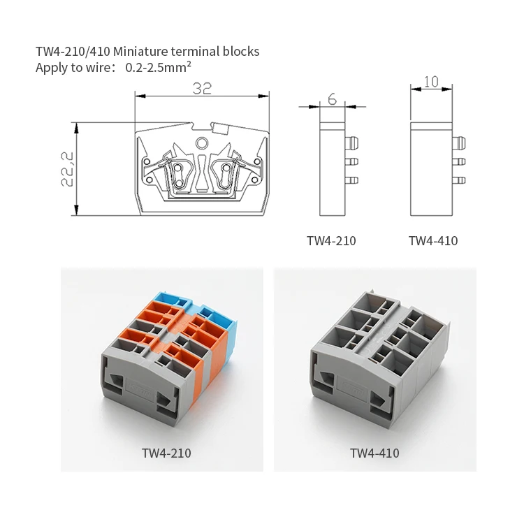 Front Connection Type Wire Terminal Blocks Spring Electric Terminal Block