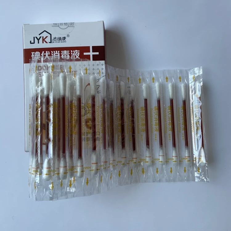 Пластиковые наполненные йодофором ватные палочки, качественные ватные палочки, фабричное производство
