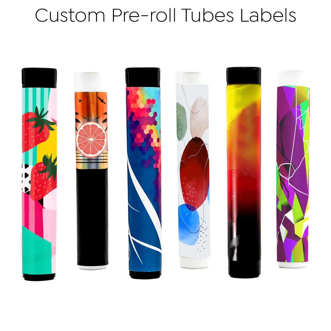 Custom Printed Pre-Roll Joint Tube Heat Shrinkable Plastic Packaging Film Cookies Hologram Shrink Sleeve Label For Pre Roll Tube